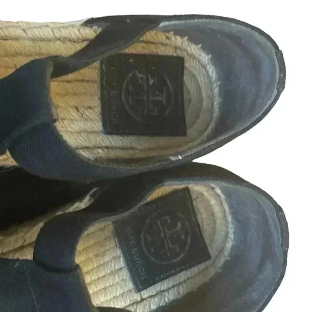 Tory Burch Women's Black Catalina Espadrille Wedge Sandal size 9M